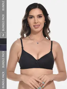 StyFun Pack Of 2 Full Coverage Lightly Padded All Day Comfort Everyday Bra