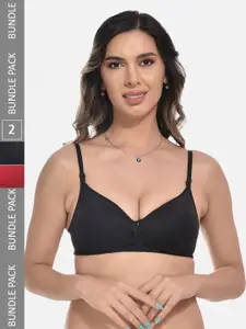 StyFun Pack Of 2 Full Coverage Lightly Padded Everyday All Day Comfort Bra