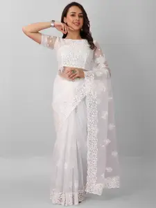 JSItaliya Sequinned Embellished Net Saree