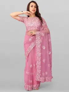 JSItaliya Sequinned Embellished Net Saree