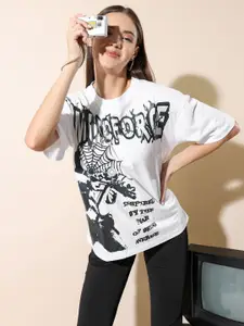 Stylecast X Hersheinbox Graphic Printed Drop-Shoulder Sleeves Pure Cotton T-shirt