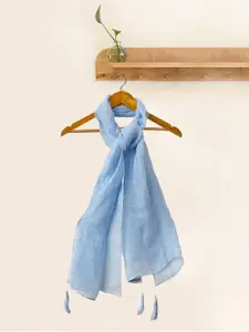 Ayesha Linen Scarf With Long Tassels On Corners