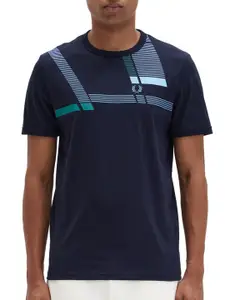 Fred Perry Geometric Printed Cotton Casual T-Shirt