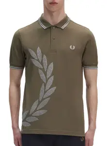 Fred Perry Floral Embroidered Polo Collar Cotton T-Shirt