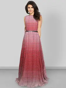 Dream Beauty Fashion Striped Georgette Maxi Fit & Flare Dress