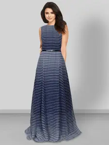 Dream Beauty Fashion Striped Georgette Maxi Fit & Flare Dress