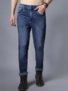 High Star Men Straight Fit Clean Look Whiskers and Chevrons Mid-Rise Stretchable Jeans