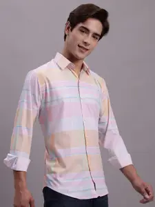 JAINISH Classic Horizontal Striped Spread Collar Casual Shirt