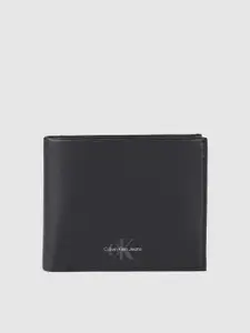 Calvin Klein Men Minimal Brand Logo Printed Leather Two Fold Wallet