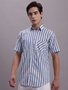 JAINISH Classic Striped  Spread Collar Cotton Casual Shirt