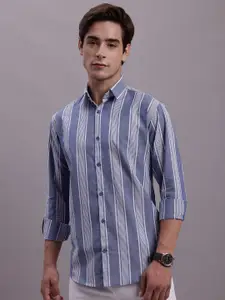 JAINISH Classic Striped Spread Collar Cotton Casual Shirt