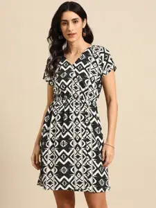 MABISH by Sonal Jain White & Black Print Mini Dress