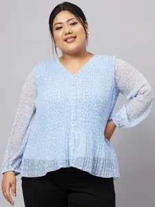 Antheaa Curve Plus Size Geometric Printed A-Line Top