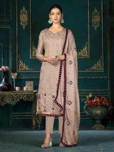 SHADOW & SAINING Ethnic Motifs Embroidered Zari Unstitched Dress Material