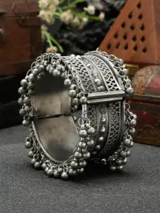 Sangria Silver-Plated Oxidised Cuff Bracelet