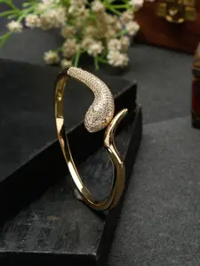 Sangria Gold-Plated Stone Studded Snake Motif Bracelet