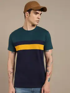 Dennis Lingo Colourblocked Polo Collar Slim Fit Pure Cotton T-shirt