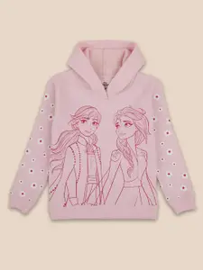 Kids Ville Girls Graphic Frozen Printed Hooded Neck Cotton Sweatshirts