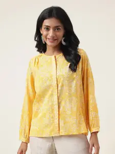 Fabindia Floral Printed Cotton Shirt Style Top