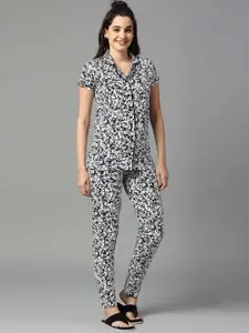 Manaca Abstract Printed Pure Cotton Shirt With Trousers