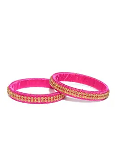 YouBella Set of 2 Pink & Gold-Toned Stone-Studded Bangles