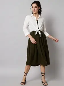 BAESD Shoulder Straps Smocked Midi Cotton Dress With Shrug