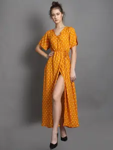 BAESD Polka Dot Printed Cut-outs Crepe Wrap Dress