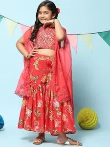 Biba Girls Embroidered Top With Sharara & Dupatta