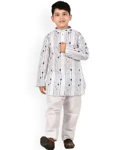 BAESD Boys Striped Printed Regular Pure Cotton Kurta With Pyjamas