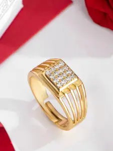 Zavya Men Gold-Plated 925 Pure Sterling Silver Adjustable Ring