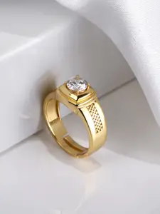 Zavya Men Gold-Plated 925 Pure Sterling Silver Adjustable Ring
