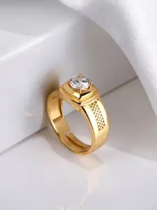 Zavya Men Gold-Plated 925 Pure Sterling Silver Adjustable Ring