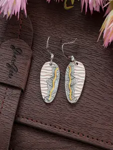 UNIVERSITY TRENDZ Silver-Plated Contemporary Drop Earrings