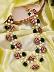 Silvermerc Designs Gold-Plated Pearl Beaded Kantha Necklace