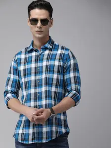 U.S. Polo Assn. Denim Co. Pure Cotton Slim Fit Checked Casual Shirt