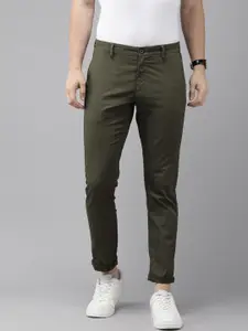 U.S. Polo Assn. Men Geometric Printed Mid-Rise Slim Fit Chinos Trousers