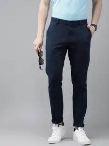 U.S. Polo Assn. Men Self Design Textured Austin Slim Fit Chinos Trousers