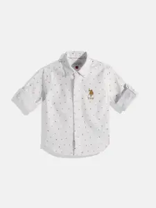 U.S. Polo Assn. Kids Boys Micro Ditsy Opaque Print Pure Cotton Casual Shirt