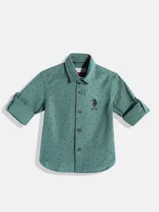 U.S. Polo Assn. Kids Boys Micro Printed Pure Cotton Casual Shirt