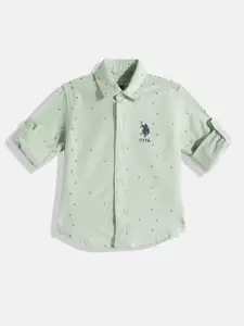 U.S. Polo Assn. Kids Boys Micro Ditsy Opaque Print Pure Cotton Casual Shirt