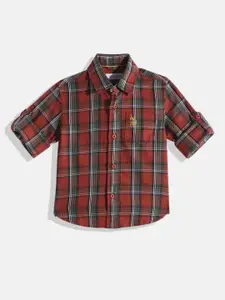 U.S. Polo Assn. Kids Boys Tartan Checks Opaque Pure Cotton Casual Shirt