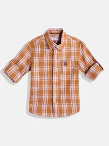 U.S. Polo Assn. Kids Boys Tartan Checked Pure Cotton Casual Shirt