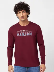 SPYKAR Typography Printed Long Sleeves Slim Fit Cotton T-Shirt