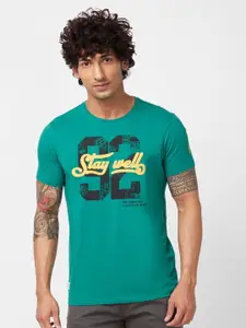 SPYKAR Varsity Printed Slim Fit Cotton Casual T-Shirt