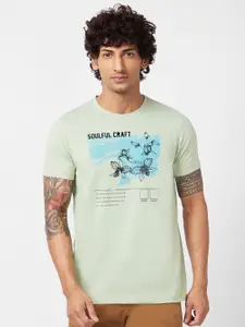 SPYKAR Graphic Printed Round Neck Slim Fit Cotton Casual T-Shirt