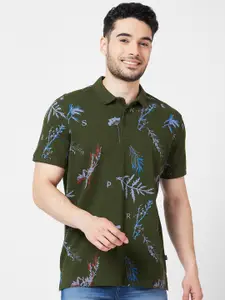 SPYKAR Graphic Printed Polo Collar Slim Fit Cotton Casual T-Shirt
