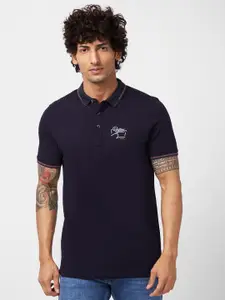 SPYKAR Polo Collar Applique Slim Fit Cotton Casual T-Shirt