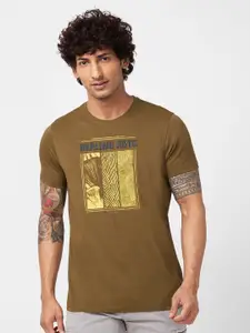 SPYKAR Graphic Printed Slim Fit Cotton Casual T-Shirt