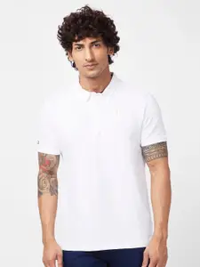SPYKAR Button Down Collar Slim Fit Cotton Casual T-shirt