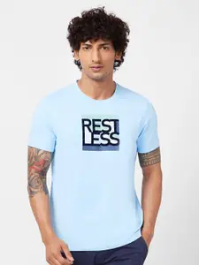 SPYKAR Typography Printed Round Neck Cotton Slim Fit T-shirt